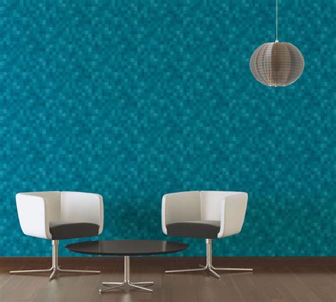 Non Woven Wallpaper Mosaic Turquoise Livingwalls 36390 1