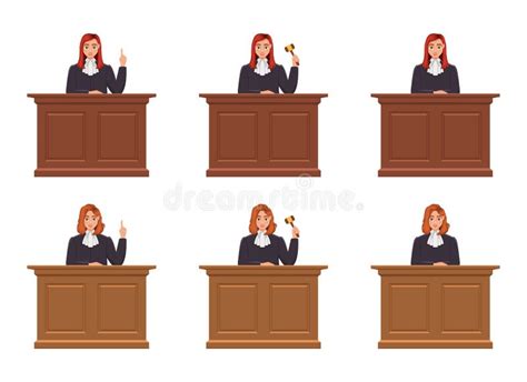 Judge Woman In The Courtroom Female Character In Uniform Stock Vector Illustration Of
