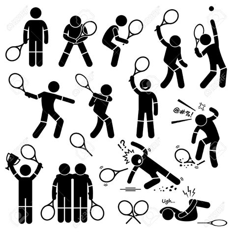 Table Tennis Player Actions Poses Stick Figure Pictog