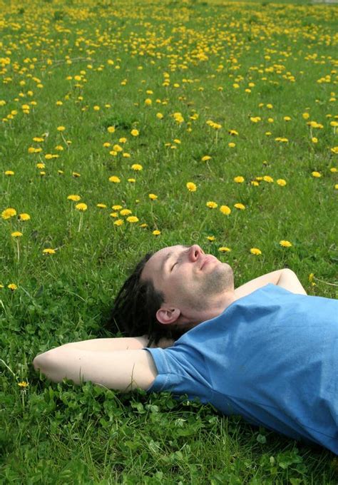 Man Lying On The Grass Stock Image Image Of Relaxed Dredlocks 748715