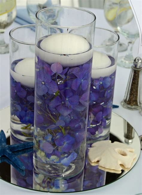 Floating candle centerpiece thanksgiving description: Photo via | Blue wedding centerpieces, Blue wedding ...
