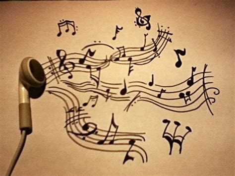Drawed Music Notes Some Earphone Voilá By Nina Peters Music Notes