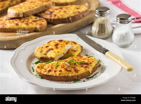 Welsh Rarebit Toasted Cheese Savoury Snack Uk Food Stock Photo Alamy