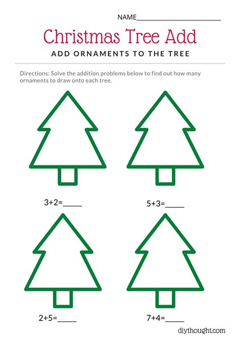 Christmas Tree Math Addition Worksheets Diy Thought