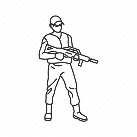 Combat Pose Holding A Gun Military Pose Soldier Standing Weapons Icon