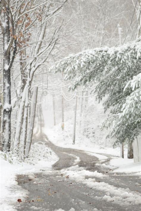 First Snowfall In New England Stock Photo Image Of Looking Street