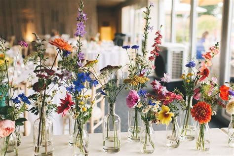 Colourful Wild Flowers In Bud Vases Photography By Jessica O’shaughnessy Weddingdecor Wedding