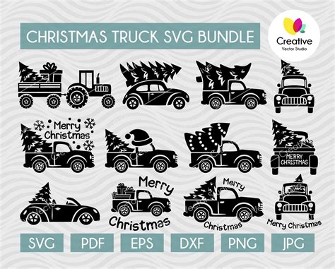 Download Christmas Tree Truck SVG Bundle | CreativeVectorStudio