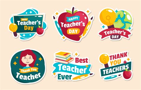 Happy Teacher Day Sticker Set 3291317 Vector Art At Vecteezy