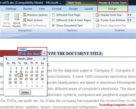 Microsoft Word 2007insert Tab