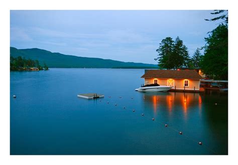 Boat House At Twilight Lake George Ny Lake Vacation Waterfront