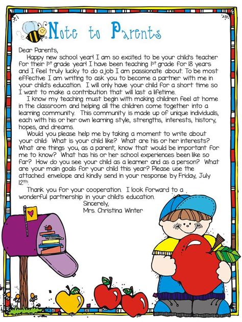 Sample Letter To Teacher From Parent