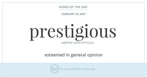 Word Of The Day Prestigious Merriam Webster