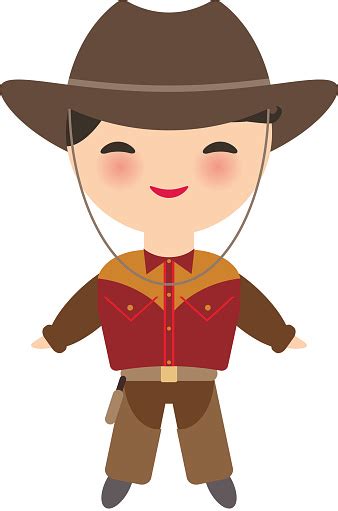 Cowboy Boy In National Costume And Hat Cartoon Children In
