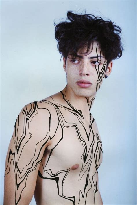 Line Work Graphic Male Body Painting Body Painting Men Portrait