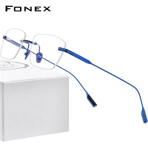 fonex pure titanium glasses frame men new women frameless rimless square eyeglasses frames