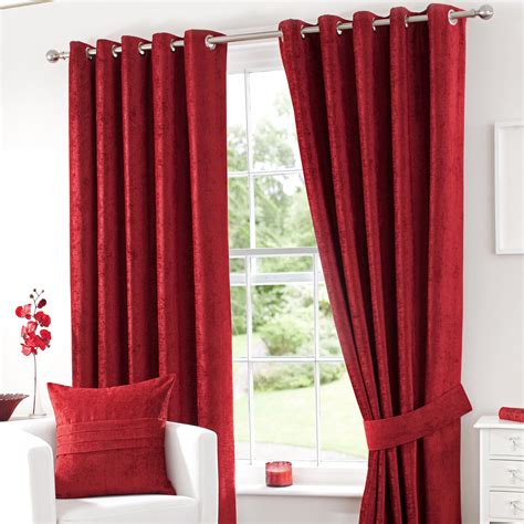 Khazix blackout curtain panels for bedroom, ultra soft and smooth thermal insulated, soundproof curtain, set of two panels drapes for bedroom, grommet top living room curtains (52 x 84 inch, grey) 3.5 out of 5 stars. Red Chenille Lined Eyelet Curtains | Dunelm