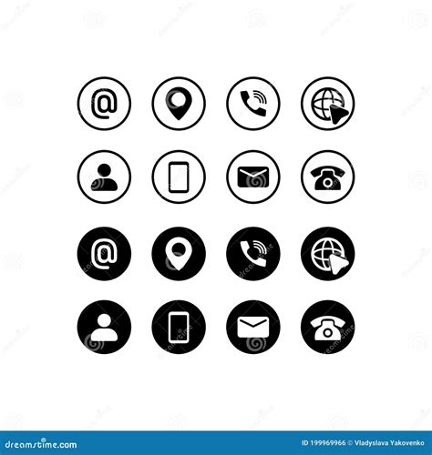 Business Card Icon Set In Black Simple Vector Illustration For Website