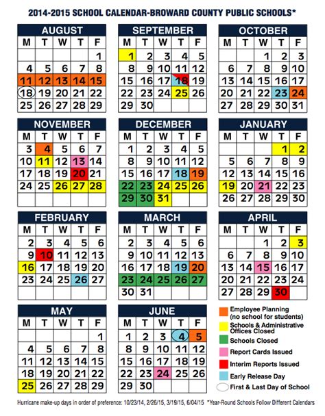 Broward County School Calendar 2014 2015