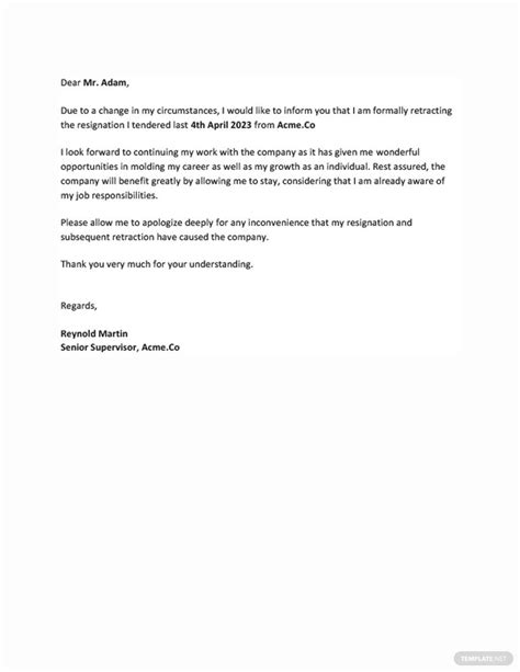 Resignation Retraction Letter Template Free Pdf Google Docs Word Hot My Xxx Hot Girl