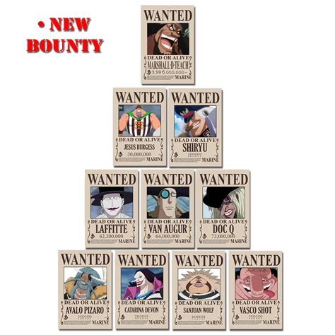 New Bounty One Piece Blackbeard Pirates 10pcs High Quality Print