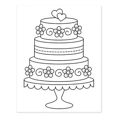 If you liked the picture of wedding cake coloring pages and want to share it on your website please give a link. Tiered Wedding Cake Coloring Page Rubber Stamp | Zazzle.com