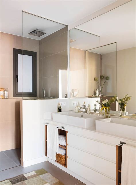 Decoración Y Diseño De Baños Con Dos Lavabos Y Un Solo Espejo Como Organizar La Casa