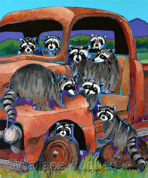 Painting Too Many Raccoons Original Art By Wallace Hughes