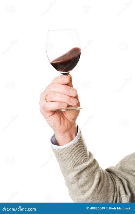 Close Up On Male Hand Holding A Glass Of Wine Stock Image Image Of Adult Drink 48826049
