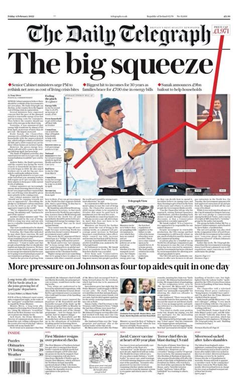 Daily Telegraph Front Page 4th Of February 2022 Tomorrow S Papers Today