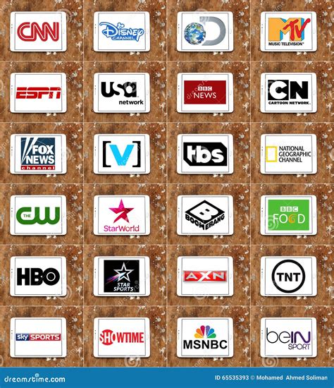 Logos Of Top Famous Tv Channels And Networks Editorial Stock Photo