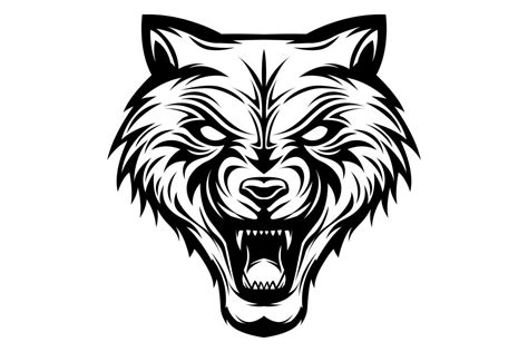 Wolf Head Vector Black White Logo Illustration 18969584 Vector Art At