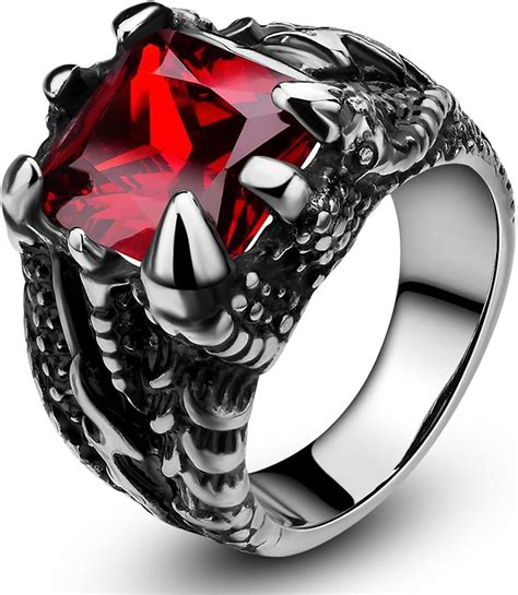 cn menands punk dragon claw stainless steel ring gothic blue red black stone fa ￡0 99 ehtic eu