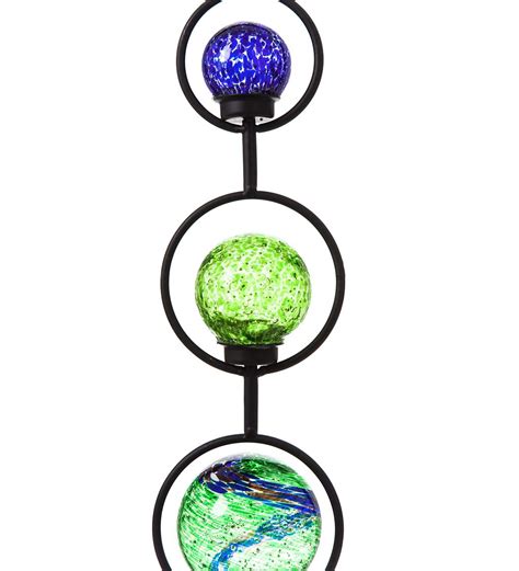 Glow In The Dark Art Glass Globes With Metal Frame Garden Stake Wind And Weather