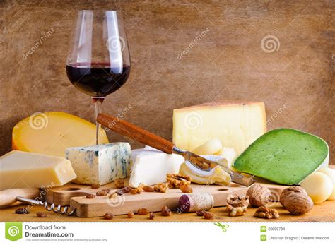 Glass Of Red Wine And Cheese Plate Stock Images Image