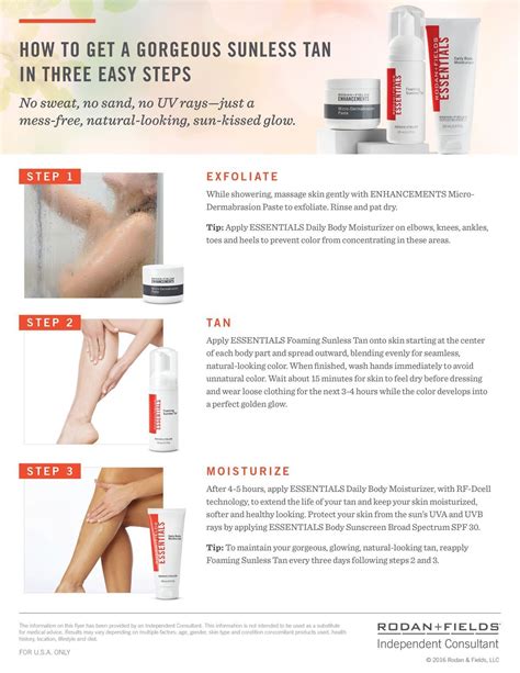3 Easy Steps To A Beautiful Natural Glow This Season Rodan And Fields Sunless Tanning
