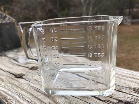 Vintage Square Glass One Cup Measuring Cup Retro Kitchen Mid