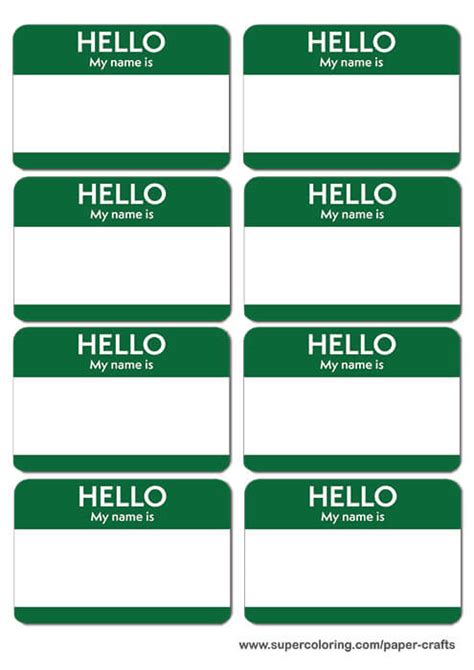 Green Name Badges Printable Template Free Printable Papercraft Templates