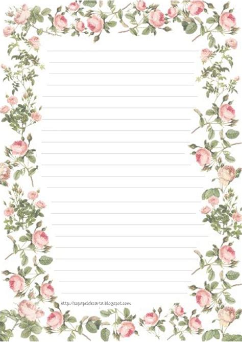 Lined Paper With Flower Border