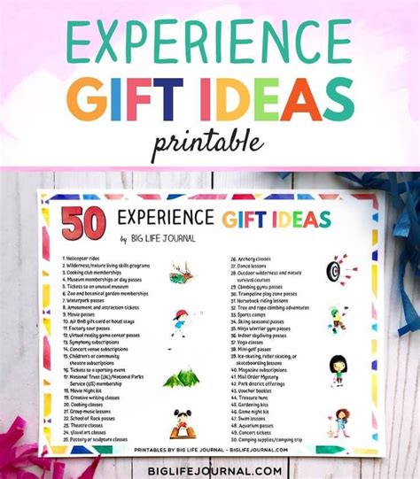 Maybe you would like to learn more about one of these? 50 Experience Gift Ideas for Families & Children ...