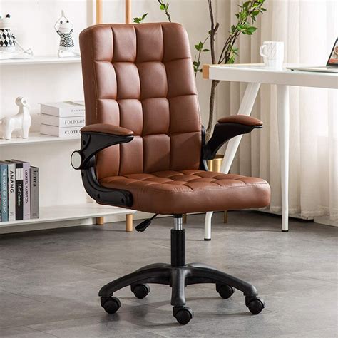 Topjiä Office Chair With Wheels And Flip Up Armrestadjustable Height