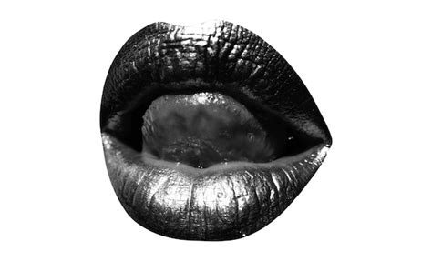Premium Photo Sensual Golden Woman Lips Tongue Licking Sexy Lips Womans Gold Lip Female Mouth