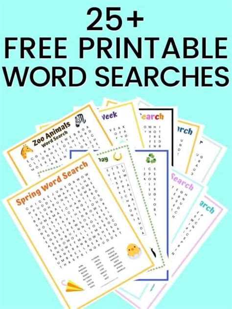 25 Free Printable Word Searches Crayons And Cravings