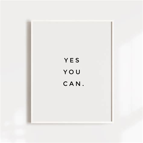 Motivational Wall Decor Yes You Can Inspirational Printable Poster