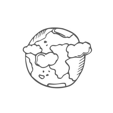 Doodle Globe Icon Vector Illustration Flat Design Cartoon Style