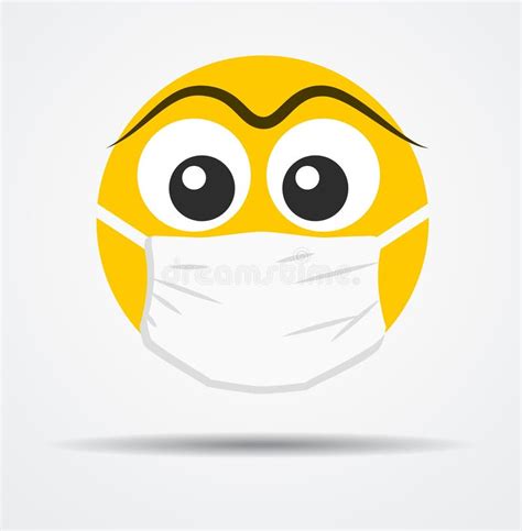 Émoticône d isolement avec le masque médical dans une conception plate illustration stock