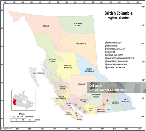 Administrative Vector Map Of The Canadian Province Of British Columbia