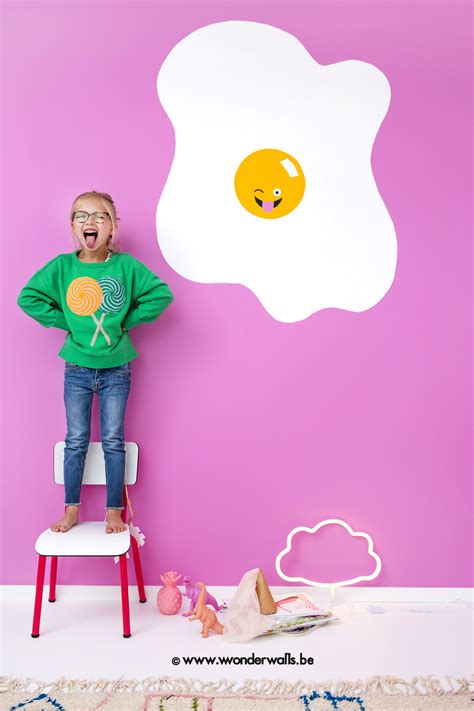 Inspired by children's mathematical reasoning game named logical blocks. Eggmoji - a DIY mural by Wonderwalls (Katrien Vanderlinden ...