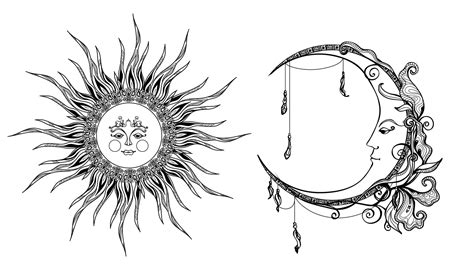 Soleil Et Lune Décoratifs 465695 Art Vectoriel Chez Vecteezy