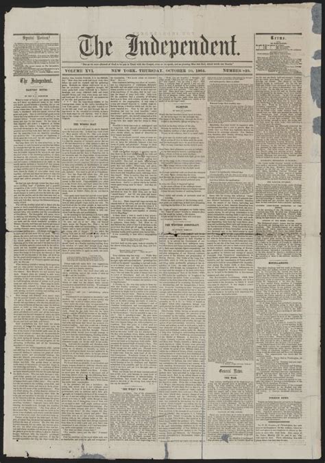 The Independent Newspaper October 20 1864 Library Of Congress